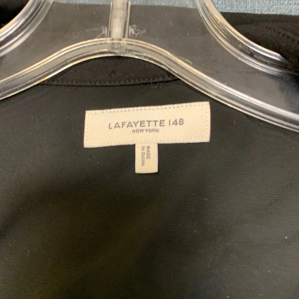 Lafayette 148 Shirt Womens Black Long Sleeve Collared Classic Button Front - Picture 8 of 16